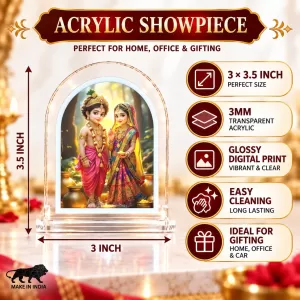 Radha Krishna L Shape Acrylic Showpiece 3 X 3.5 Inch For Home, Office And Car (F176676)