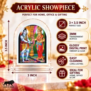 Shiva Parvati L Shape Acrylic Showpiece 3 X 3.5 Inch For Home, Office And Car (F176678) Shiva Parvati L Shape Acrylic Showpiece 3 X 3.5 Inch For Home, Office And Car (F176678)