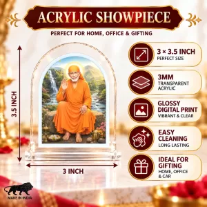 Sai Baba L Shape Acrylic Showpiece 3 X 3.5 Inch For Home, Office And Car (F176687)
