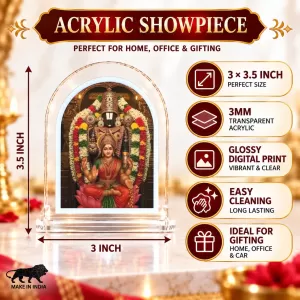 Lord Venkatswar L Shape Acrylic Showpiece 3 X 3.5 Inch For Home, Office And Car (F176690)