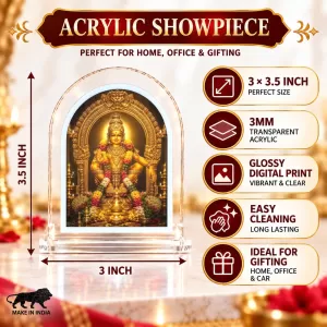 Lord Ayyappa Swamy L Shape Acrylic Showpiece 3 X 3.5 Inch For Home, Office And Car (F176691)