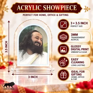Sri Sri Ravi Shankar L Shape Acrylic Showpiece 3 X 3.5 Inch For Home, Office And Car (F176693) Sri Sri Ravi Shankar L Shape Acrylic Showpiece 3 X 3.5 Inch For Home, Office And Car (F176693)