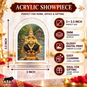Lord Ayyappa L Shape Acrylic Showpiece 3 X 3.5 Inch For Home, Office And Car (F176698) Lord Ayyappa L Shape Acrylic Showpiece 3 X 3.5 Inch For Home, Office And Car (F176698)