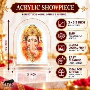 Lord Ganesha L Shape Acrylic Showpiece 3 X 3.5 Inch For Home, Office And Car (F176699) Lord Ganesha L Shape Acrylic Showpiece 3 X 3.5 Inch For Home, Office And Car (F176699)