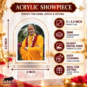 Jagad Guru Kripau Maharaj L Shape Acrylic Showpiece 3 X 3.5 Inch For Home, Office And Car (F176702)