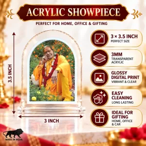 Jagad Guru Kripau Maharaj L Shape Acrylic Showpiece 3 X 3.5 Inch For Home, Office And Car (F176708)