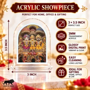 Jagannath Balaram And Subhadra L Shape Acrylic Showpiece 3 X 3.5 Inch For Home, Office And Car (F176709) Jagannath Balaram And Subhadra L Shape Acrylic Showpiece 3 X 3.5 Inch For Home, Office And Car (F176709)