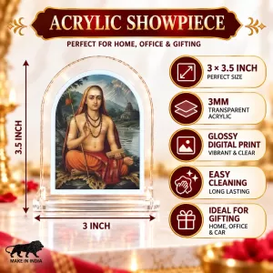 Adi Guru Shankaracharya L Shape Acrylic Showpiece 3 X 3.5 Inch For Home, Office And Car (F176710) Adi Guru Shankaracharya L Shape Acrylic Showpiece 3 X 3.5 Inch For Home, Office And Car (F176710)