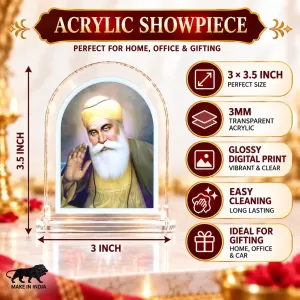 Guru Nanak Dev Ji L Shape Acrylic Showpiece 3 X 3.5 Inch For Home, Office And Car (F176713) Guru Nanak Dev Ji L Shape Acrylic Showpiece 3 X 3.5 Inch For Home, Office And Car (F176713)