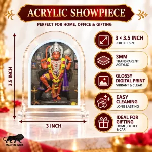 Hanuman L Shape Acrylic Showpiece 3 X 3.5 Inch For Home, Office And Car (F176718)
