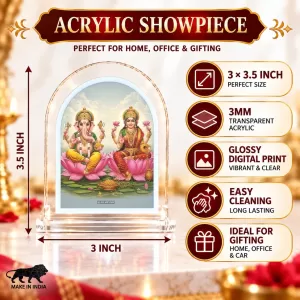 Lakshmi Ganesha L Shape Acrylic Showpiece 3 X 3.5 Inch For Home, Office And Car (F176724) Lakshmi Ganesha L Shape Acrylic Showpiece 3 X 3.5 Inch For Home, Office And Car (F176724)