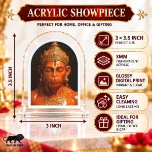 Hanuman L Shape Acrylic Showpiece 3 X 3.5 Inch For Home, Office And Car (F176733)