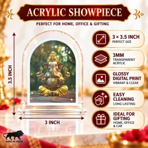 Lord Ganesha L Shape Acrylic Showpiece 3 X 3.5 Inch For Home, Office And Car (F176734) Lord Ganesha L Shape Acrylic Showpiece 3 X 3.5 Inch For Home, Office And Car (F176734)