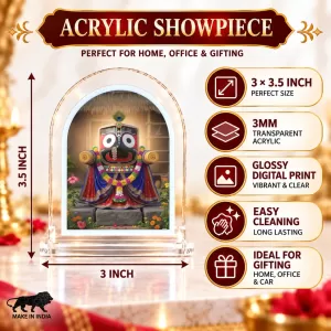 Lord Jagannath L Shape Acrylic Showpiece 3 X 3.5 Inch For Home, Office And Car (F176741)