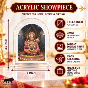 Hanuman L Shape Acrylic Showpiece 3 X 3.5 Inch For Home, Office And Car (F176745)