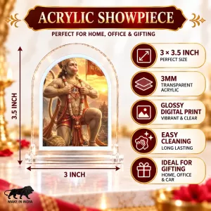 Hanuman L Shape Acrylic Showpiece 3 X 3.5 Inch For Home, Office And Car (F176749)