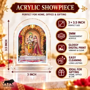 Radha Krishna L Shape Acrylic Showpiece 3 X 3.5 Inch For Home, Office And Car (F176751)