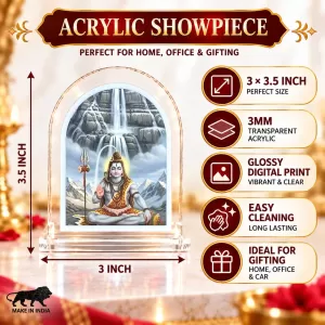 Lord Shiva L Shape Acrylic Showpiece 3 X 3.5 Inch For Home, Office And Car (F176765)