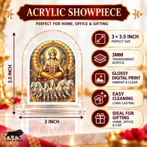 Surya Dev L Shape Acrylic Showpiece 3 X 3.5 Inch For Home, Office And Car (F176769) Surya Dev L Shape Acrylic Showpiece 3 X 3.5 Inch For Home, Office And Car (F176769)