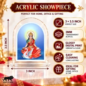 Goddess Saraswati L Shape Acrylic Showpiece 3 X 3.5 Inch For Home, Office And Car (F176787) Goddess Saraswati L Shape Acrylic Showpiece 3 X 3.5 Inch For Home, Office And Car (F176787)