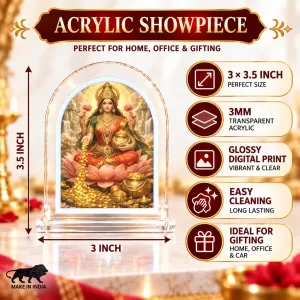 Goddess Lakshmi L Shape Acrylic Showpiece 3 X 3.5 Inch For Home, Office And Car (F176788) Goddess Lakshmi L Shape Acrylic Showpiece 3 X 3.5 Inch For Home, Office And Car (F176788)