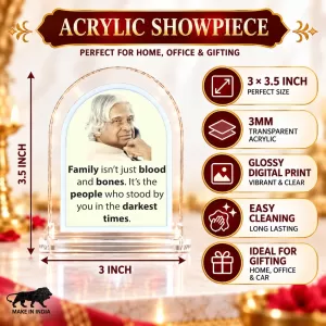 A. P. J. Abdul Kalam L Shape Acrylic Showpiece 3 X 3.5 Inch For Home, Office And Car (F176794)