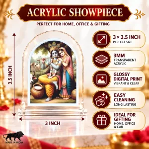 Radha Krishna L Shape Acrylic Showpiece 3 X 3.5 Inch For Home, Office And Car (F176800)