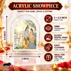 Radha Krishna L Shape Acrylic Showpiece 3 X 3.5 Inch For Home, Office And Car (F176807)