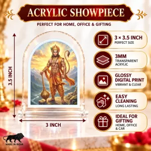 Hanuman L Shape Acrylic Showpiece 3 X 3.5 Inch For Home, Office And Car (F176818)
