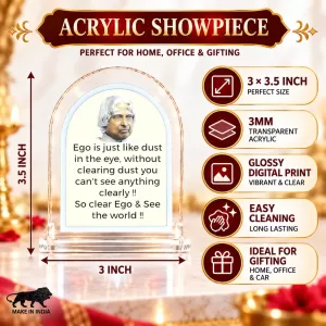 A. P. J. Abdul Kalam L Shape Acrylic Showpiece 3 X 3.5 Inch For Home, Office And Car (F176823)