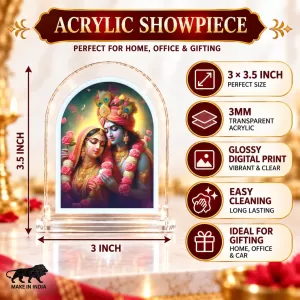 Radha Krishna L Shape Acrylic Showpiece 3 X 3.5 Inch For Home, Office And Car (F176831)