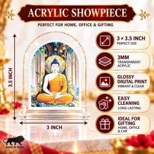 Buddha L Shape Acrylic Showpiece 3 X 3.5 Inch For Home, Office And Car (F176834)