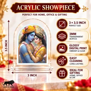 Radha Krishna L Shape Acrylic Showpiece 3 X 3.5 Inch For Home, Office And Car (F176837)