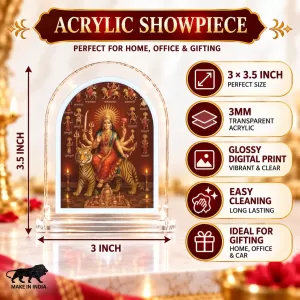 Durga Maa L Shape Acrylic Showpiece 3 X 3.5 Inch For Home, Office And Car (F176844) Durga Maa L Shape Acrylic Showpiece 3 X 3.5 Inch For Home, Office And Car (F176844)