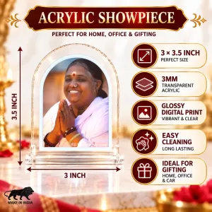 Mata Amritanandamayi L Shape Acrylic Showpiece 3 X 3.5 Inch For Home, Office And Car (F176851) Mata Amritanandamayi L Shape Acrylic Showpiece 3 X 3.5 Inch For Home, Office And Car (F176851)