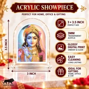 Radha Krishna L Shape Acrylic Showpiece 3 X 3.5 Inch For Home, Office And Car (F176855)