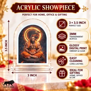 Hanuman L Shape Acrylic Showpiece 3 X 3.5 Inch For Home, Office And Car (F176856)