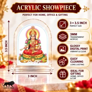Mahalakshmi L Shape Acrylic Showpiece 3 X 3.5 Inch For Home, Office And Car (F176861) Mahalakshmi L Shape Acrylic Showpiece 3 X 3.5 Inch For Home, Office And Car (F176861)