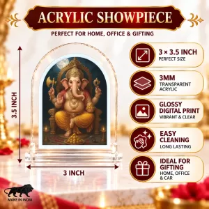 Lord Ganesha L Shape Acrylic Showpiece 3 X 3.5 Inch For Home, Office And Car (F176864) Lord Ganesha L Shape Acrylic Showpiece 3 X 3.5 Inch For Home, Office And Car (F176864)