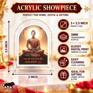 Buddha L Shape Acrylic Showpiece 3 X 3.5 Inch For Home, Office And Car (F176865)