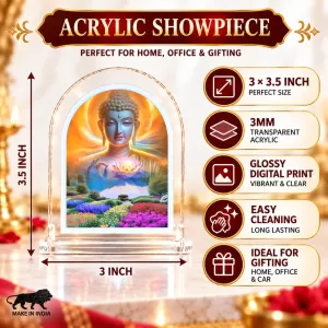 Buddha L Shape Acrylic Showpiece 3 X 3.5 Inch For Home, Office And Car (F176879)