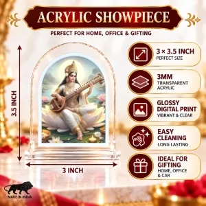 Goddess Saraswati L Shape Acrylic Showpiece 3 X 3.5 Inch For Home, Office And Car (F176887) Goddess Saraswati L Shape Acrylic Showpiece 3 X 3.5 Inch For Home, Office And Car (F176887)