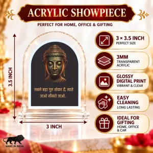 Buddha L Shape Acrylic Showpiece 3 X 3.5 Inch For Home, Office And Car (F176888)