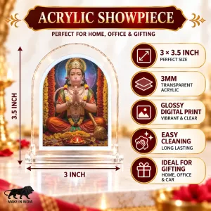 Hanuman L Shape Acrylic Showpiece 3 X 3.5 Inch For Home, Office And Car (F176906)
