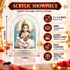 Goddess Saraswati L Shape Acrylic Showpiece 3 X 3.5 Inch For Home, Office And Car (F176907) Goddess Saraswati L Shape Acrylic Showpiece 3 X 3.5 Inch For Home, Office And Car (F176907)