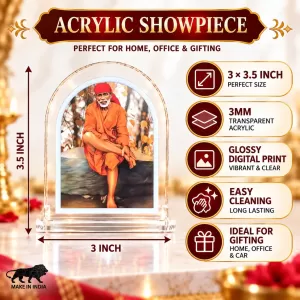 Sai Baba L Shape Acrylic Showpiece 3 X 3.5 Inch For Home, Office And Car (F176910)