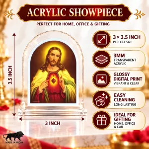 Jesus Christ L Shape Acrylic Showpiece 3 X 3.5 Inch For Home, Office And Car (F176915) Jesus Christ L Shape Acrylic Showpiece 3 X 3.5 Inch For Home, Office And Car (F176915)