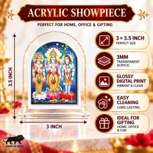 Brammha Vishnu And Maheswar L Shape Acrylic Showpiece 3 X 3.5 Inch For Home, Office And Car (F176936) Brammha Vishnu And Maheswar L Shape Acrylic Showpiece 3 X 3.5 Inch For Home, Office And Car (F176936)