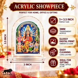 Durga Maa L Shape Acrylic Showpiece 3 X 3.5 Inch For Home, Office And Car (F176941) Durga Maa L Shape Acrylic Showpiece 3 X 3.5 Inch For Home, Office And Car (F176941)