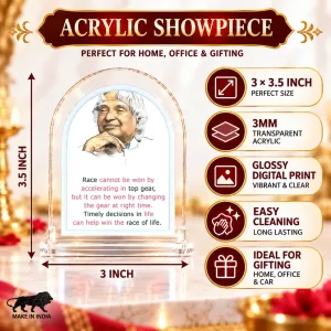 A. P. J. Abdul Kalam L Shape Acrylic Showpiece 3 X 3.5 Inch For Home, Office And Car (F176958) A. P. J. Abdul Kalam L Shape Acrylic Showpiece 3 X 3.5 Inch For Home, Office And Car (F176958)